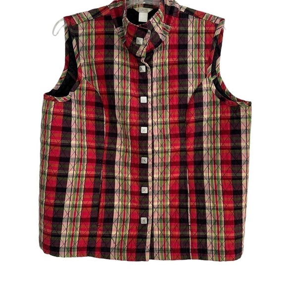 Christopher & Banks Vintage Red Plaid Quilted Vest Waistcoat, Large - Picture 4 of 7